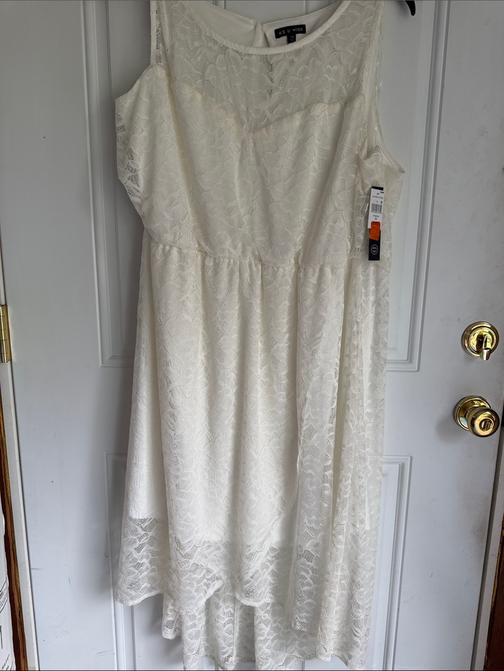 As U Wish Ivory Lace High-Low Dress - Sleeveless